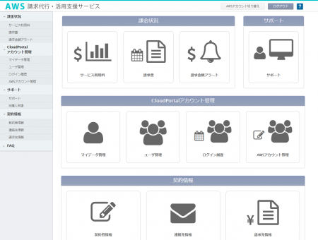 AWS活用支援サービス　管理画面
